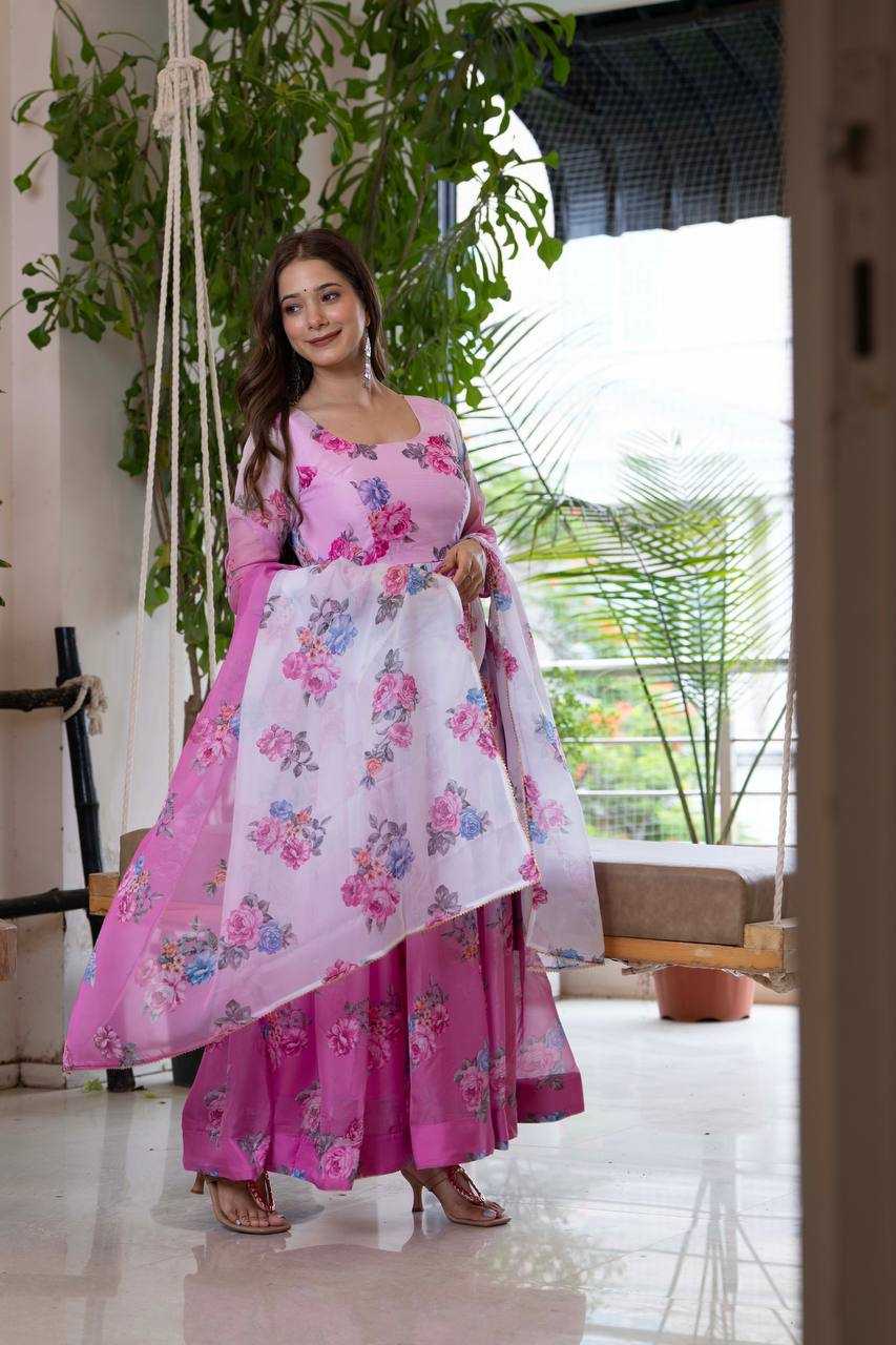 Ynf Organza KESH617 17 Gowns Wholesale Printed Gowns Fancy Gowns Lightweight Gowns Manufacturer- Kapda Export