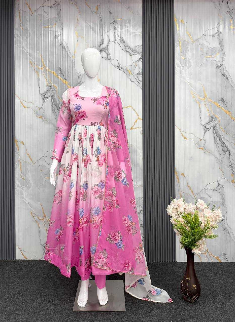 Ynf Organza KESH617 17 Gowns Wholesale Printed Gowns Fancy Gowns Lightweight Gowns Manufacturer- Kapda Export