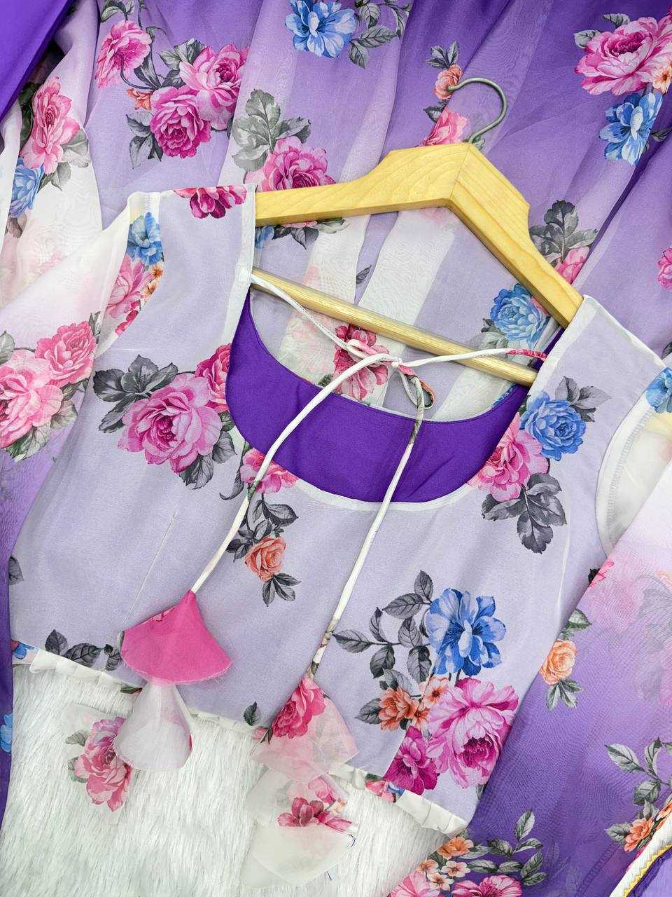 Ynf Organza KESH617 17 Gowns Wholesale Printed Gowns Floral Print Gowns Lightweight Gowns Manufacturer- Kapda Export