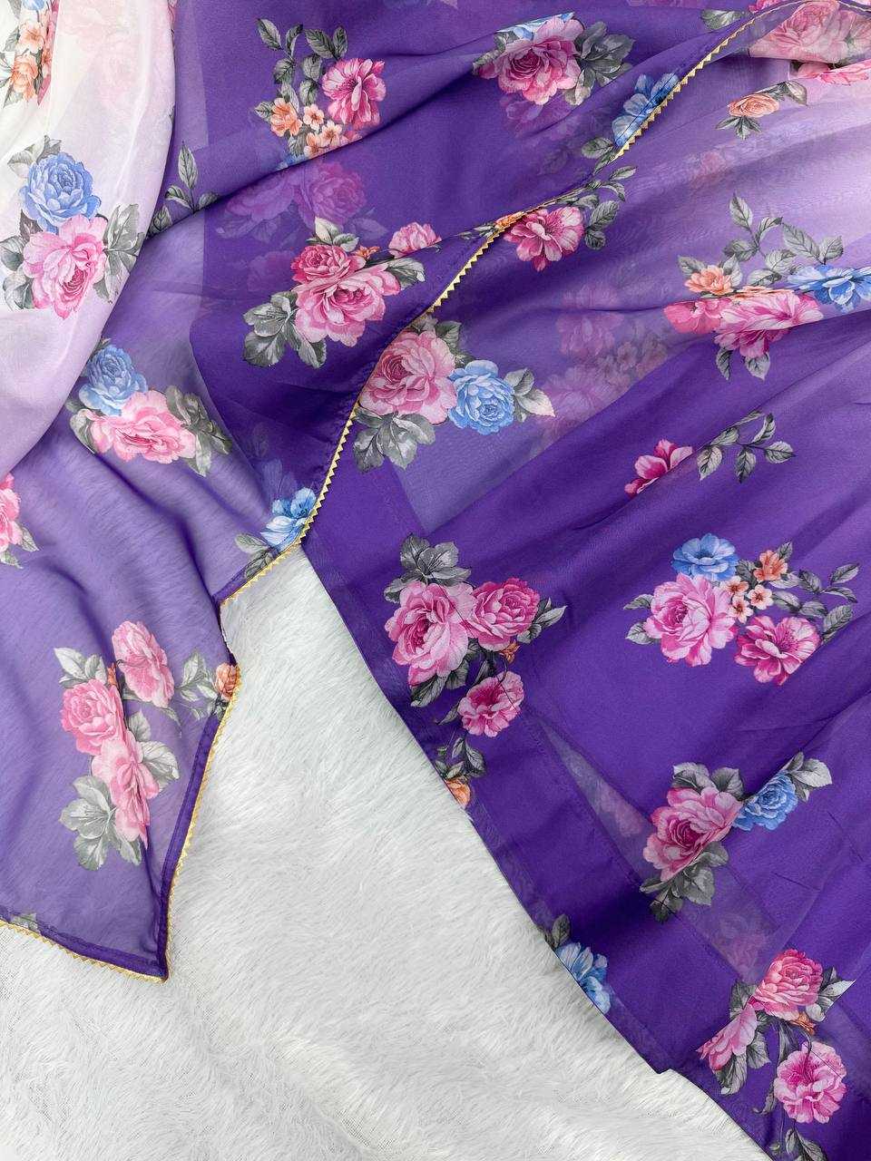 Ynf Organza KESH617 17 Gowns Wholesale Printed Gowns Floral Print Gowns Lightweight Gowns Manufacturer- Kapda Export