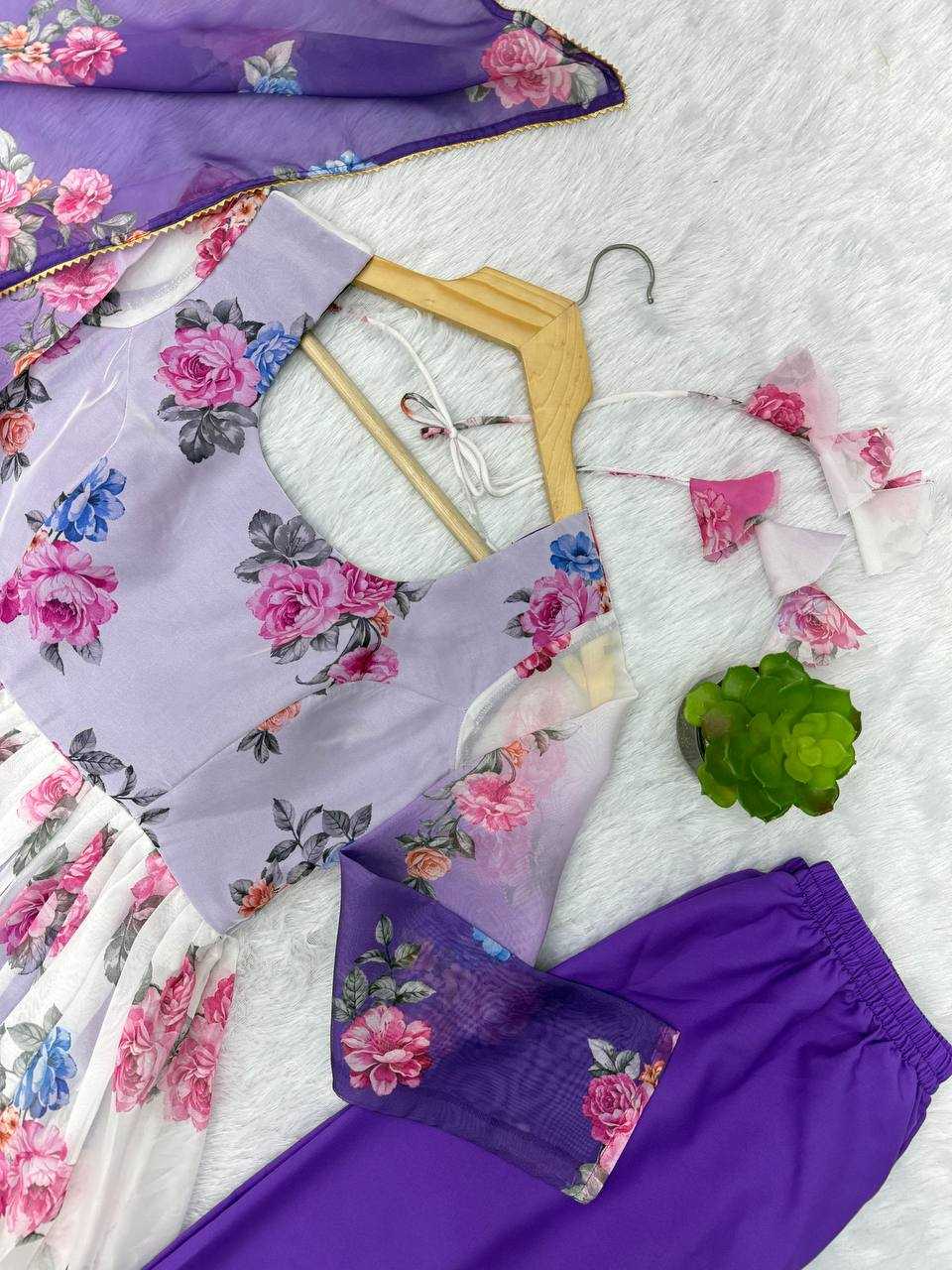 Ynf Organza KESH617 17 Gowns Wholesale Printed Gowns Floral Print Gowns Lightweight Gowns Manufacturer- Kapda Export