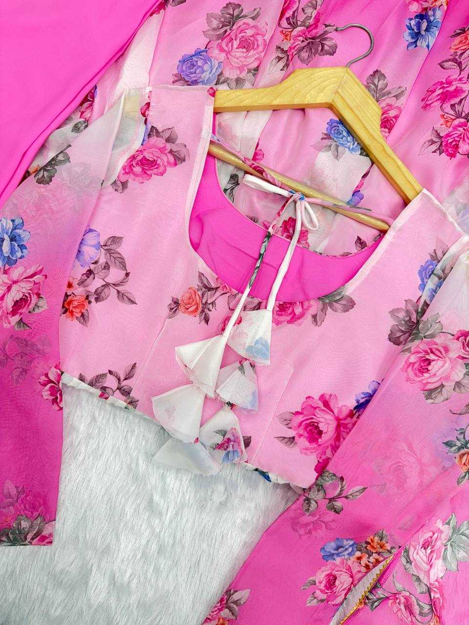 Ynf Organza KESH617 17 Gowns Wholesale Printed Gowns Floral Print Gowns Lightweight Gowns Manufacturer- Kapda Export