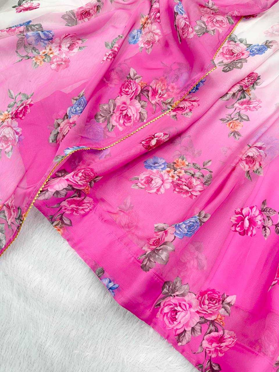 Ynf Organza KESH617 17 Gowns Wholesale Printed Gowns Floral Print Gowns Lightweight Gowns Manufacturer- Kapda Export