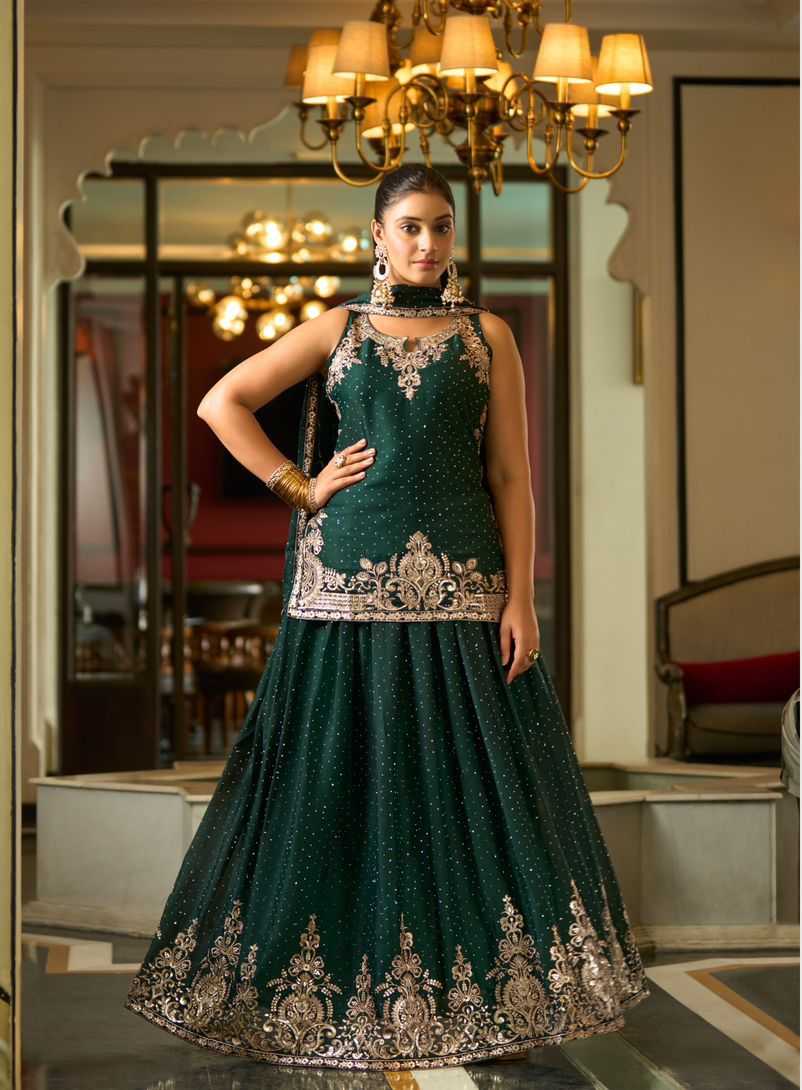 Ynf Premium Georgette KESH481 SANIKA VARNIKA 1001 Lehengas Plus Size Collections Wholesale Embroidered Lehenga Mirror Work Lehenga Crop Top lehenga Manufacturer- Kapda Export