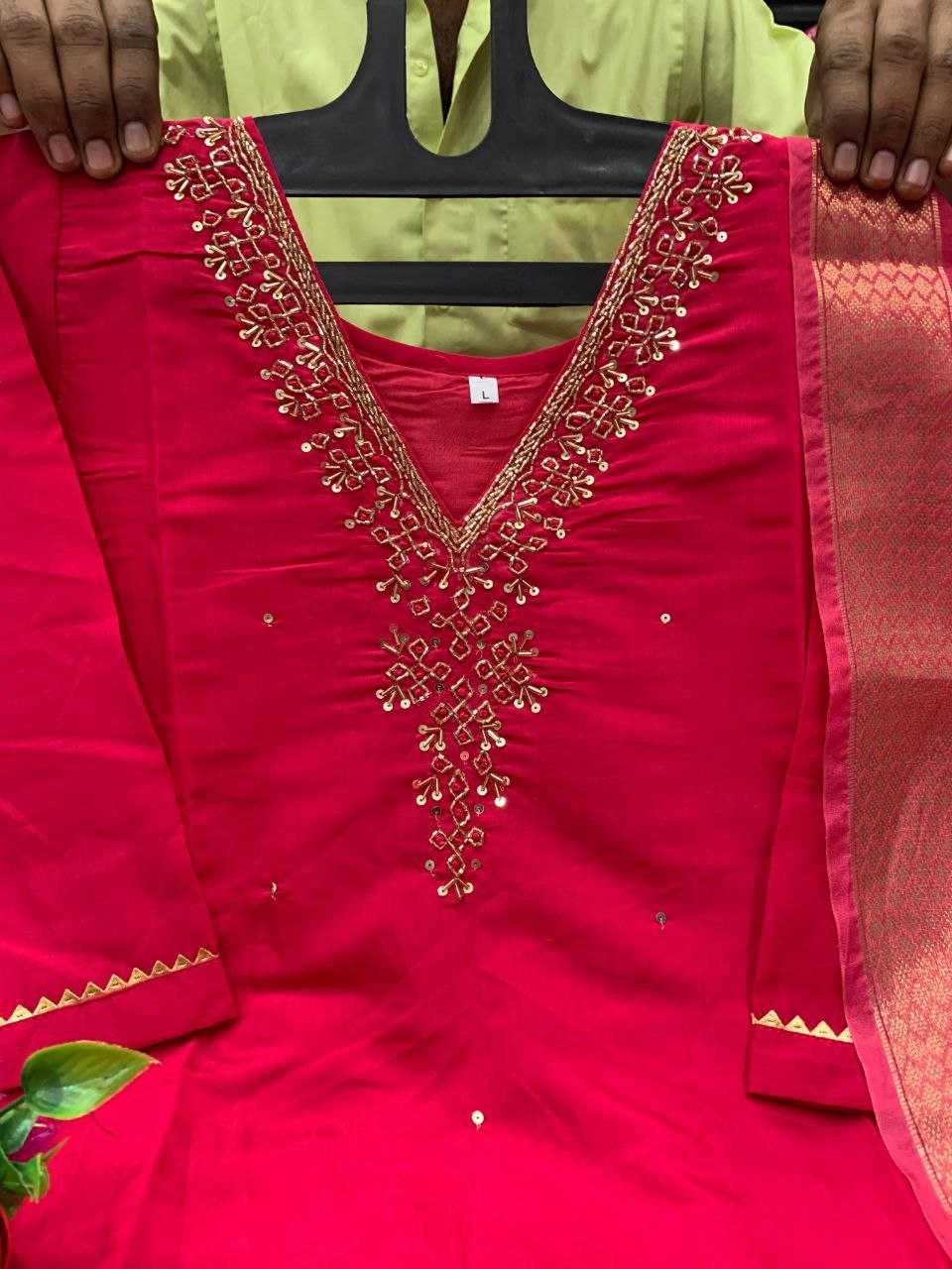 Ynf Premium Roman Silk KESH613 047 Suits & Dresses Festive Collections Wholesale Ladies Silk Suit Pink Salwar Suit Handwork Suits Manufacturer- Kapda Export