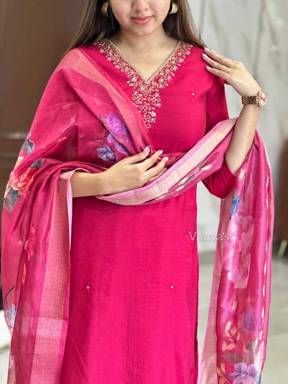Ynf Premium Roman Silk KESH613 047 Suits & Dresses Festive Collections Wholesale Ladies Silk Suit Pink Salwar Suit Handwork Suits Manufacturer- Kapda Export