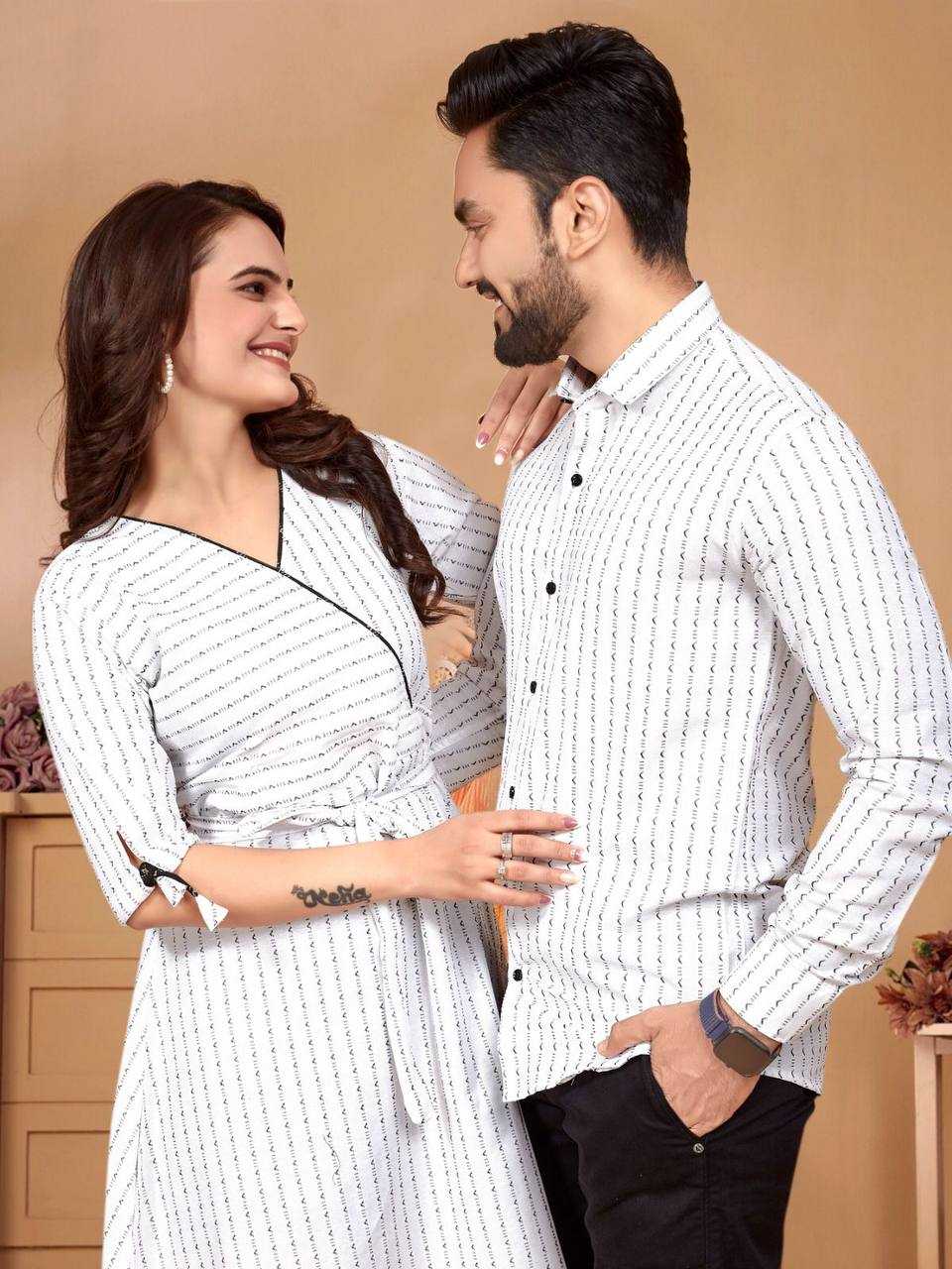 Ynf Pure Cotton KESH620 Armani Couple Wear Wholesale Festive Matching Couple Dresses Party Wear Couple Ethnic Collection Designer Ethnic Outfits for Couples Manufacturer- Kapda Export