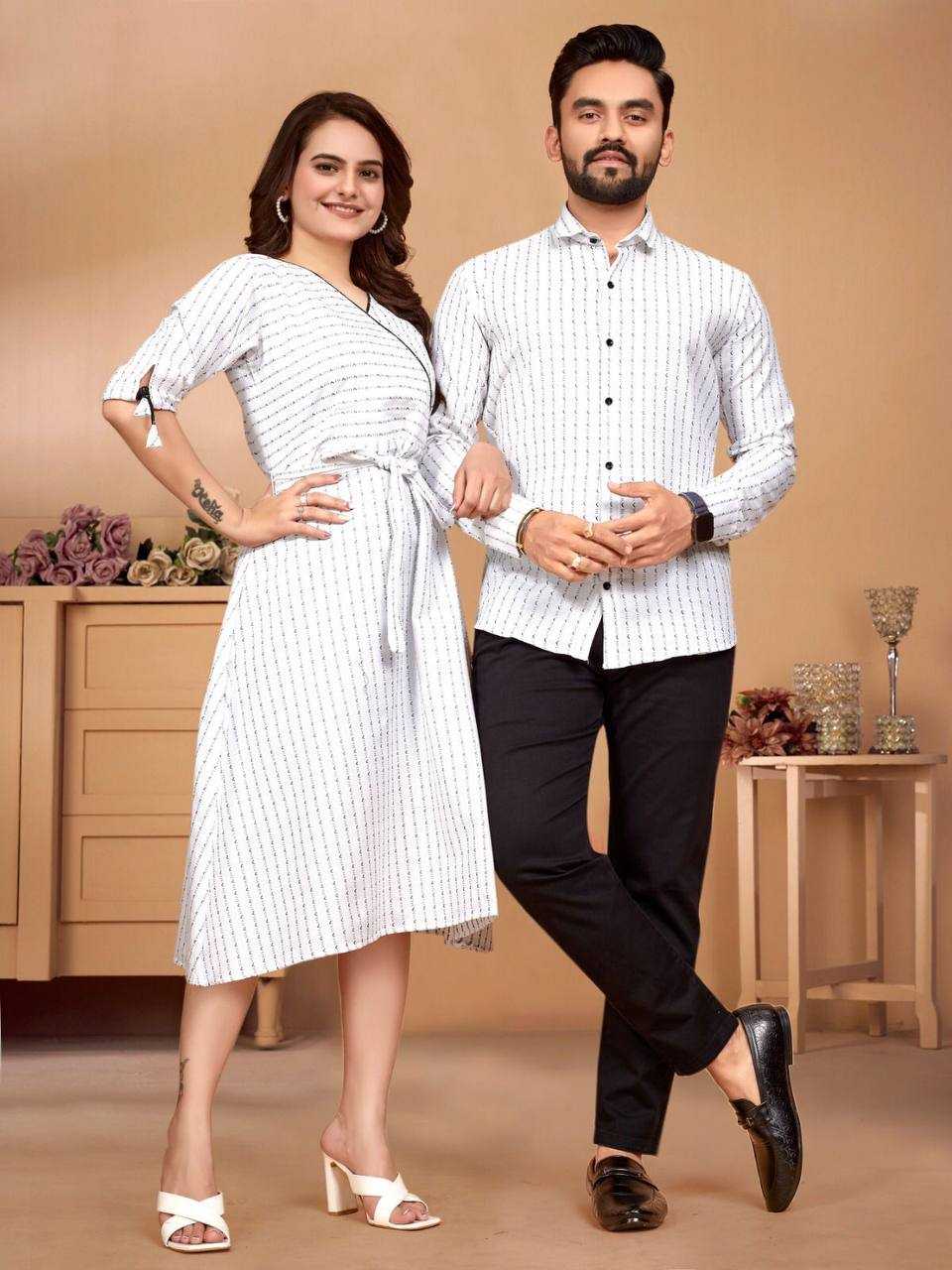 Ynf Pure Cotton KESH620 Armani Couple Wear Wholesale Festive Matching Couple Dresses Party Wear Couple Ethnic Collection Designer Ethnic Outfits for Couples Manufacturer- Kapda Export