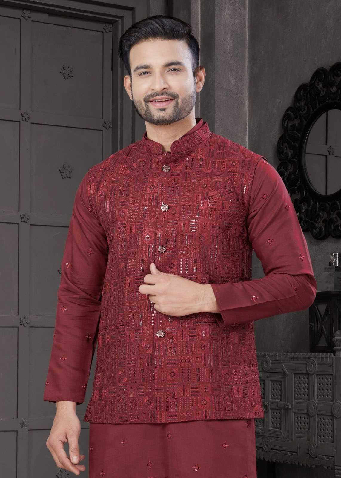 Ynf Pure Viscos KESH530 Outluk Wedding Collection Vol 31 Mens Wear Festive Collections Wholesale Mens Kurta Pyjama Diwali Collections Kurta Set with Jacket Manufacturer- Kapda Export