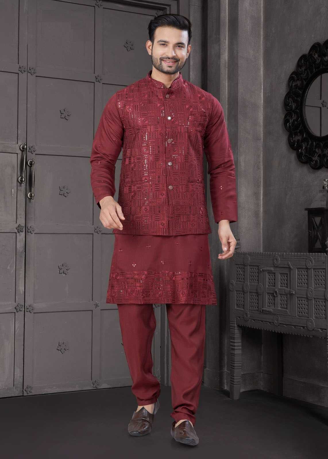 Ynf Pure Viscos KESH530 Outluk Wedding Collection Vol 31 Mens Wear Festive Collections Wholesale Mens Kurta Pyjama Diwali Collections Kurta Set with Jacket Manufacturer- Kapda Export
