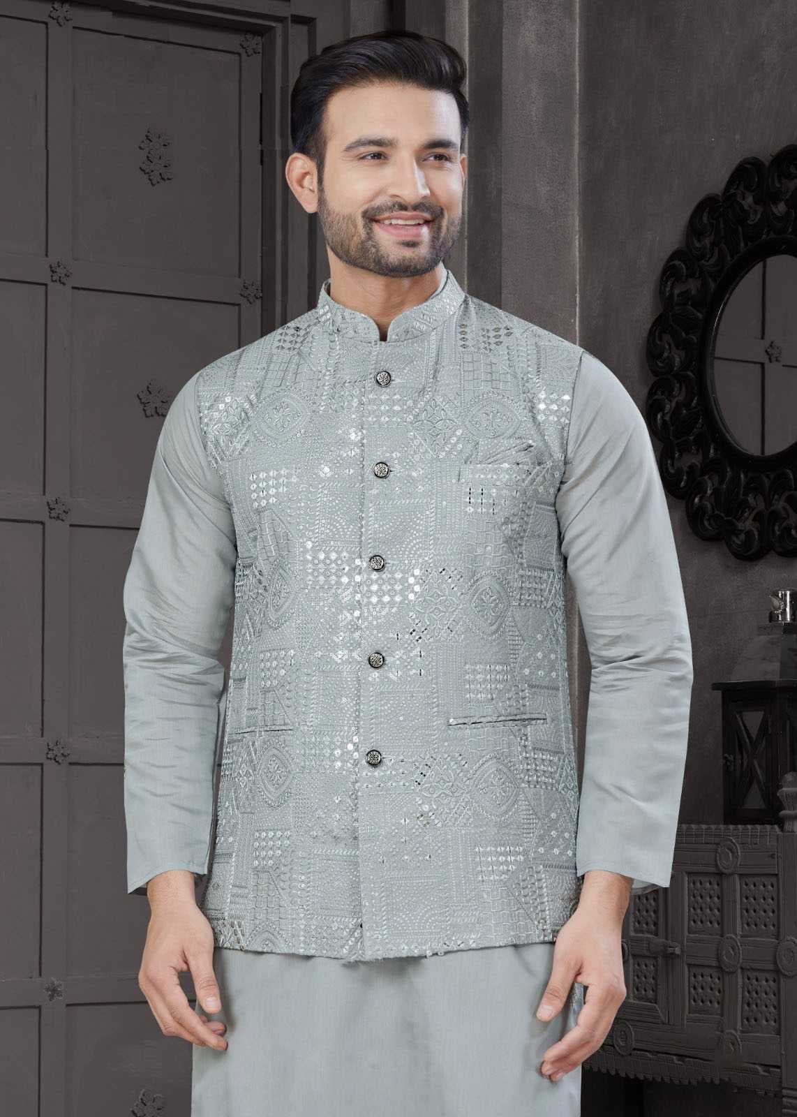 Ynf Pure Viscos KESH530 Outluk Wedding Collection Vol 31 Mens Wear Festive Collections Wholesale Mens Kurta Pyjama Diwali Collections Kurta Set with Jacket Manufacturer- Kapda Export