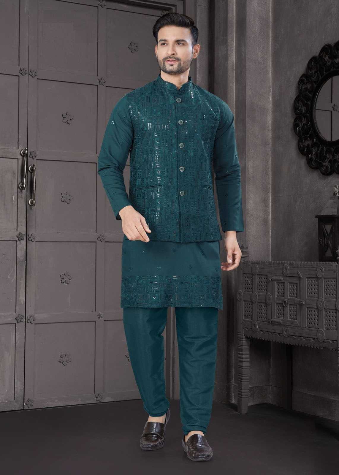 Ynf Pure Viscos KESH530 Outluk Wedding Collection Vol 31 Mens Wear Festive Collections Wholesale Mens Kurta Pyjama Diwali Collections Kurta Set with Jacket Manufacturer- Kapda Export