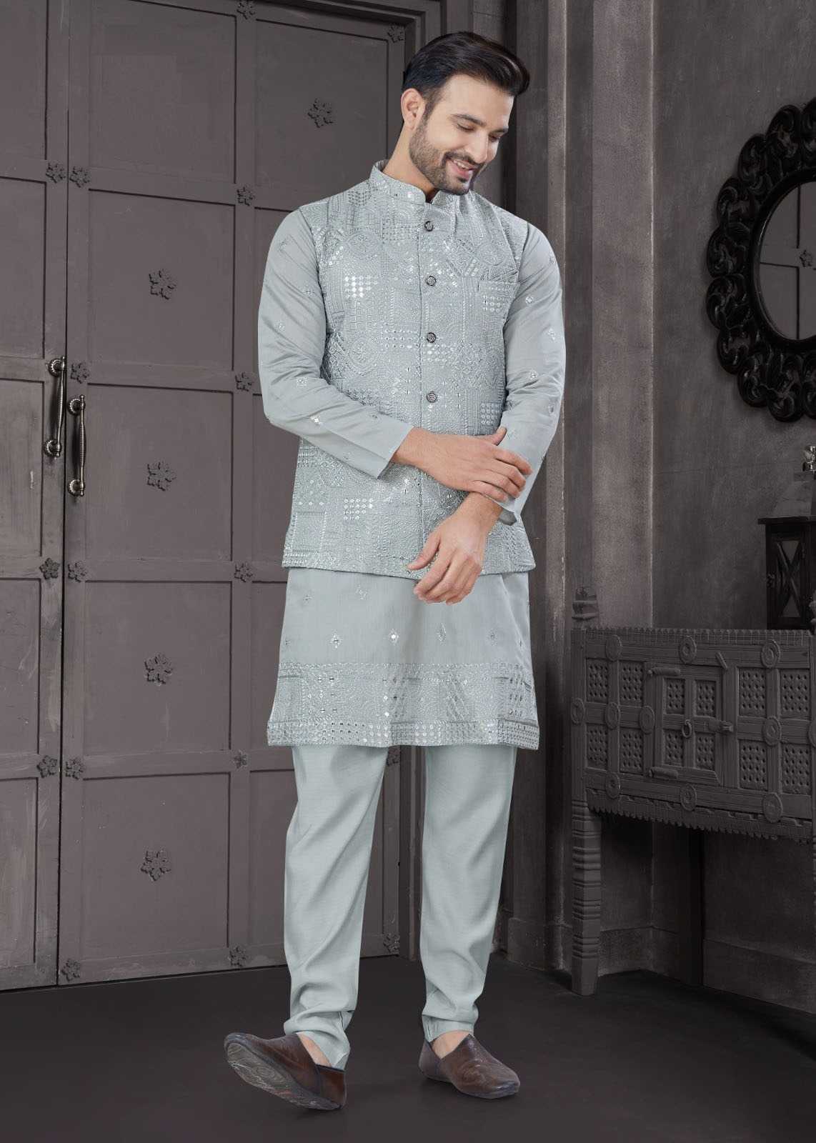 Ynf Pure Viscos KESH530 Outluk Wedding Collection Vol 31 Mens Wear Festive Collections Wholesale Mens Kurta Pyjama Diwali Collections Kurta Set with Jacket Manufacturer- Kapda Export