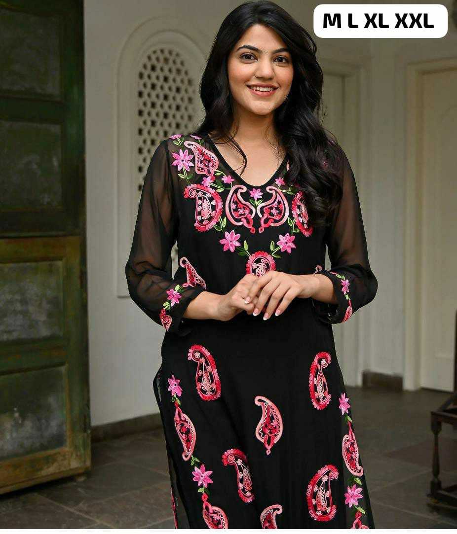 Ynf Rayon KESH613 075 Kurti Festive Collections Wholesale Rayon Kurtis Kurtis With Bottom Chikankari Kurtis Manufacturer- Kapda Export