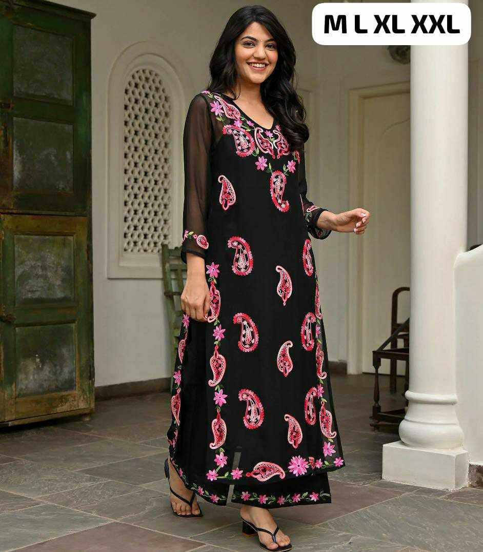 Ynf Rayon KESH613 075 Kurti Festive Collections Wholesale Rayon Kurtis Kurtis With Bottom Chikankari Kurtis Manufacturer- Kapda Export