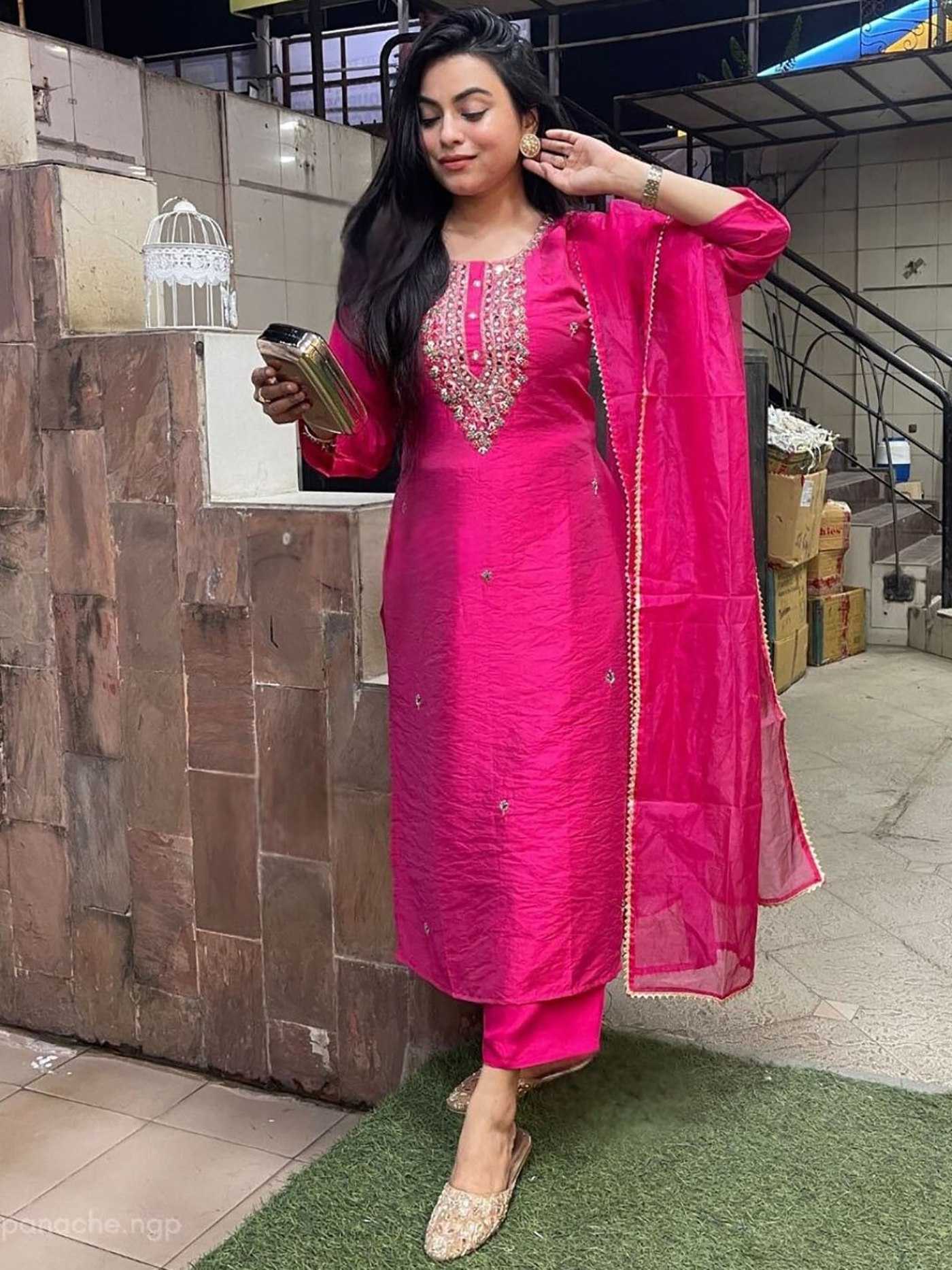 Ynf Synthetic KESH334 ZORA Suits & Dresses Festive Collections Wholesale Embroidered Suits Long Kurti Suits Pink Salwar Suit Manufacturer- Kapda Export