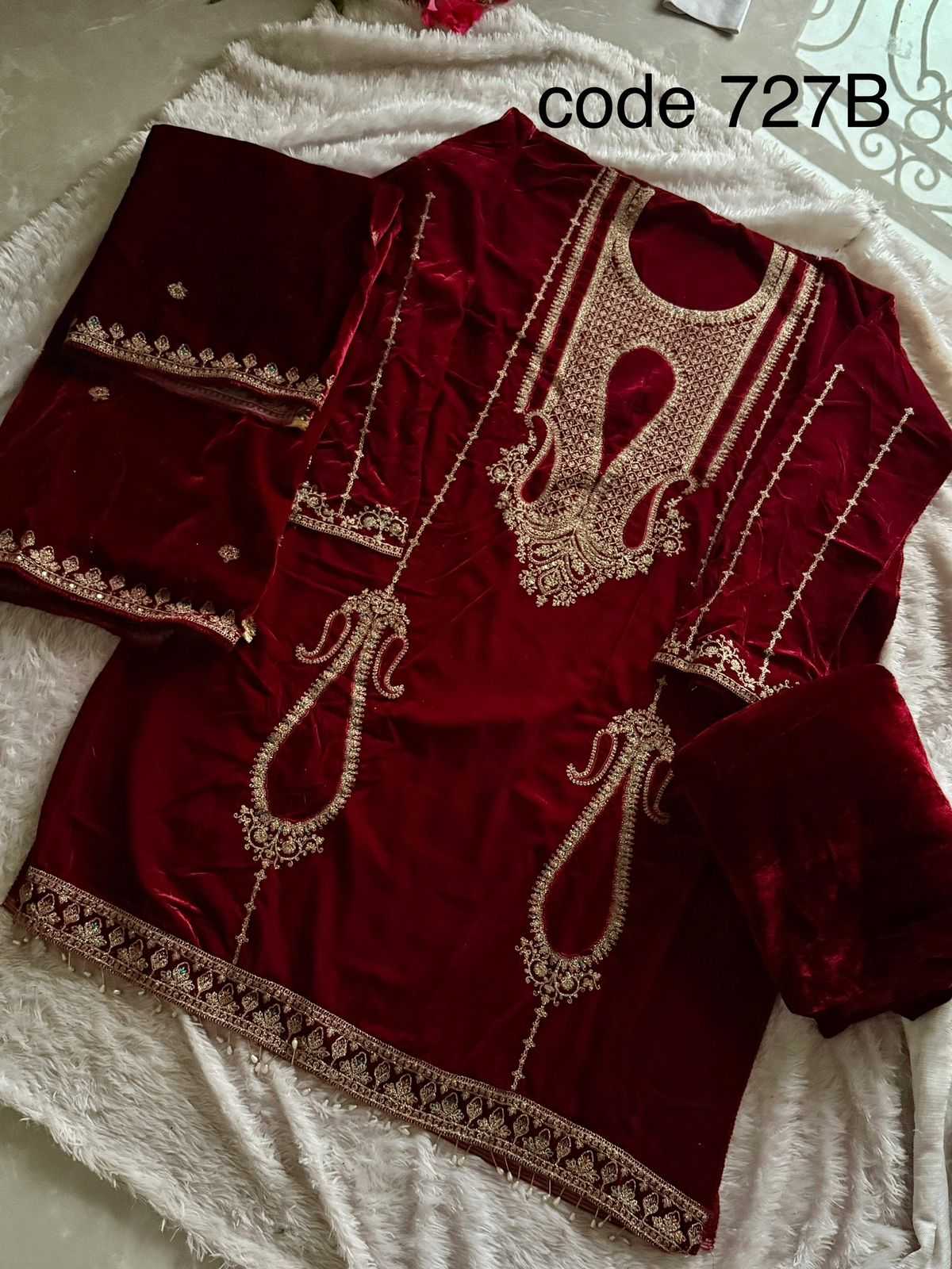 Ynf Velvet KESH530 Ziaaz 727A Suits & Dresses Islamic Clothing Festive Collections Wholesale Pakistani Suits Velvet Suits Semi Stitched Suits Manufacturer- Kapda Export