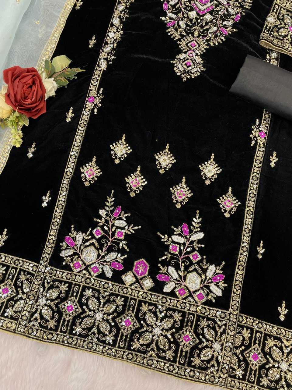 Ynf Velvet RIN131 TAWAKKAL 1320 Suits & Dresses Wholesale Unstitched Suits Velvet Suits Embroidery Suits Semi Stitched Suits Manufacturer- Kapda Export