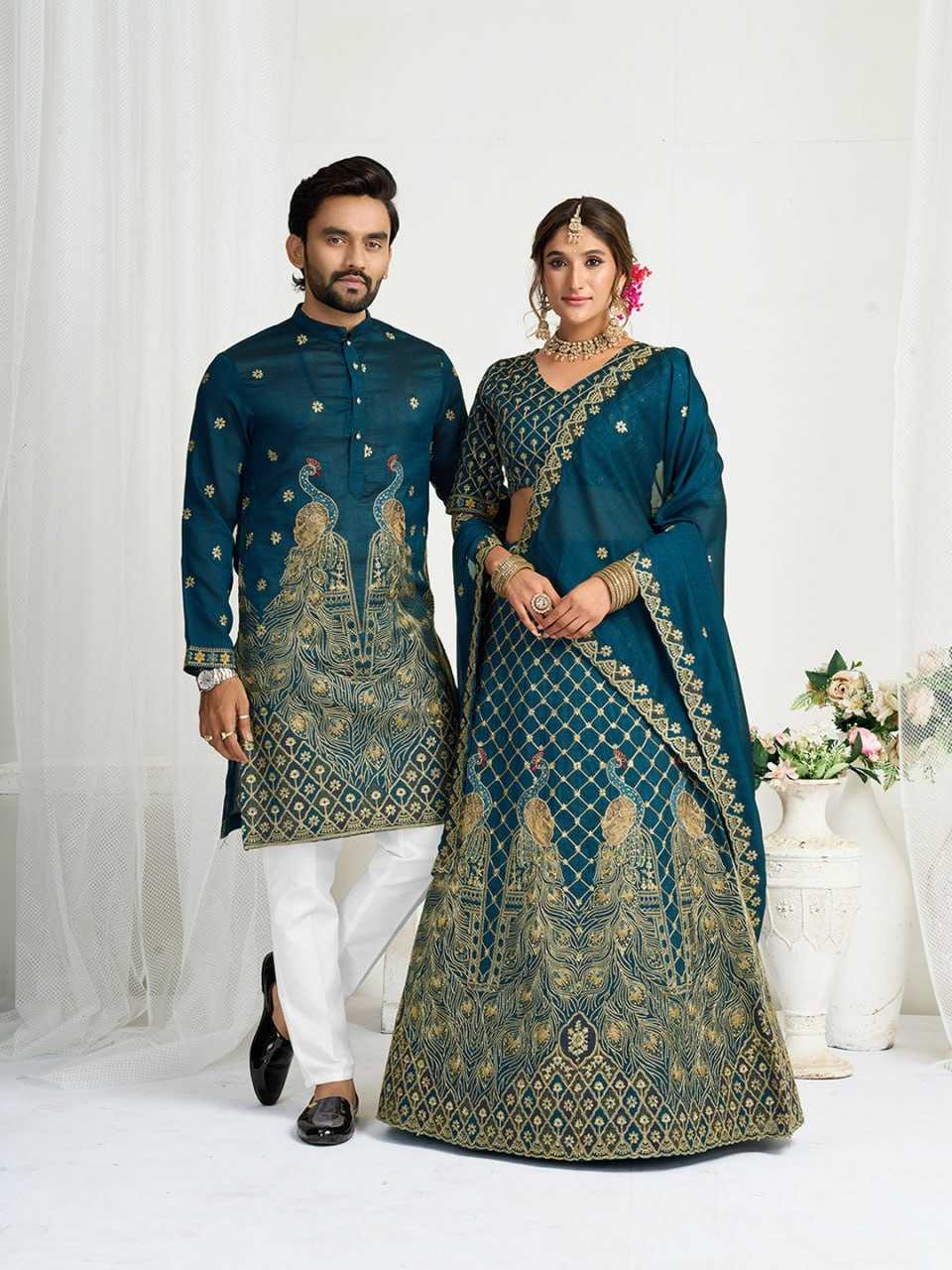 Ynf Vichitra Silk RIN131 06 Couple Wear Wholesale Couple Matching Ethnic Outfits Manufacturer- Kapda Export