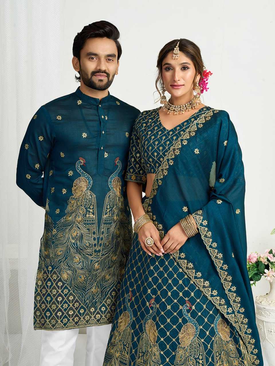 Ynf Vichitra Silk RIN131 06 Couple Wear Wholesale Couple Matching Ethnic Outfits Manufacturer- Kapda Export
