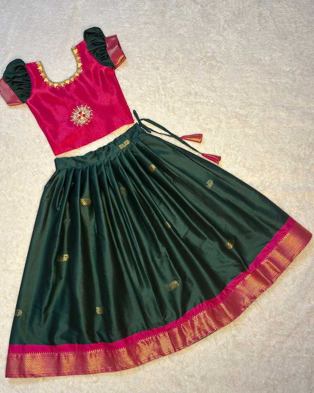 Ynf Aura Silk RIN235 Sankranti Kids Wear Wholesale Kids Lehenga Kids Traditional Outfits Kids Navratri Outfits Manufacturer- Kapda Export