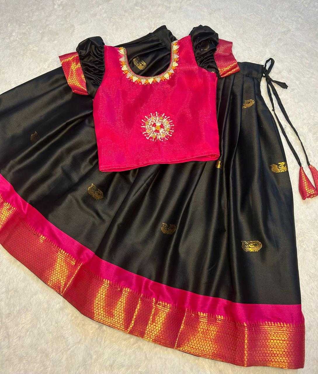 Ynf Aura Silk RIN235 Sankranti Kids Wear Wholesale Kids Lehenga Kids Traditional Outfits Kids Navratri Outfits Manufacturer- Kapda Export