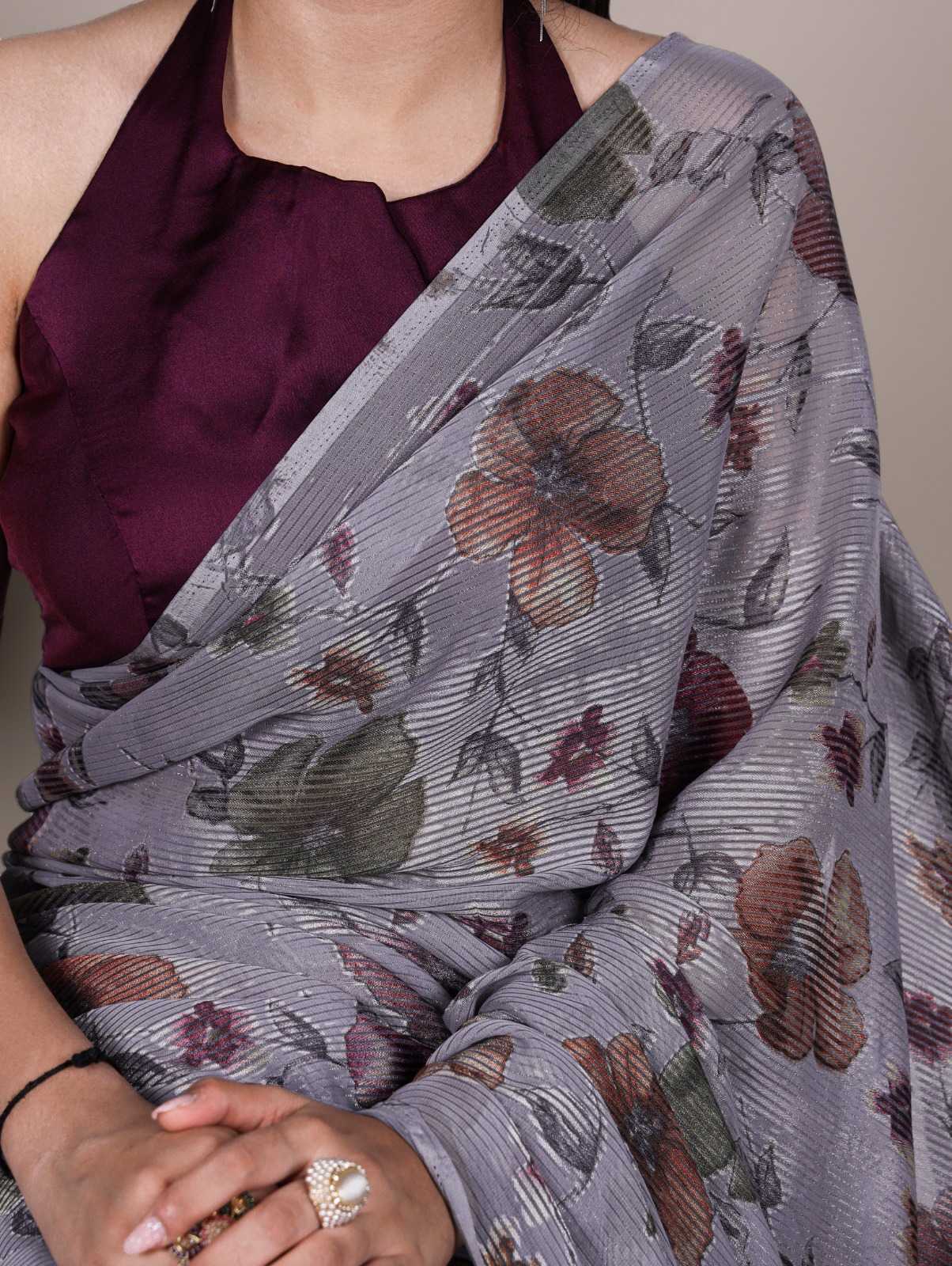 Ynf Brass KESH530 KAMLA Sarees Wholesale Printed Sarees Brasso Sarees Floral Sarees Manufacturer- Kapda Export