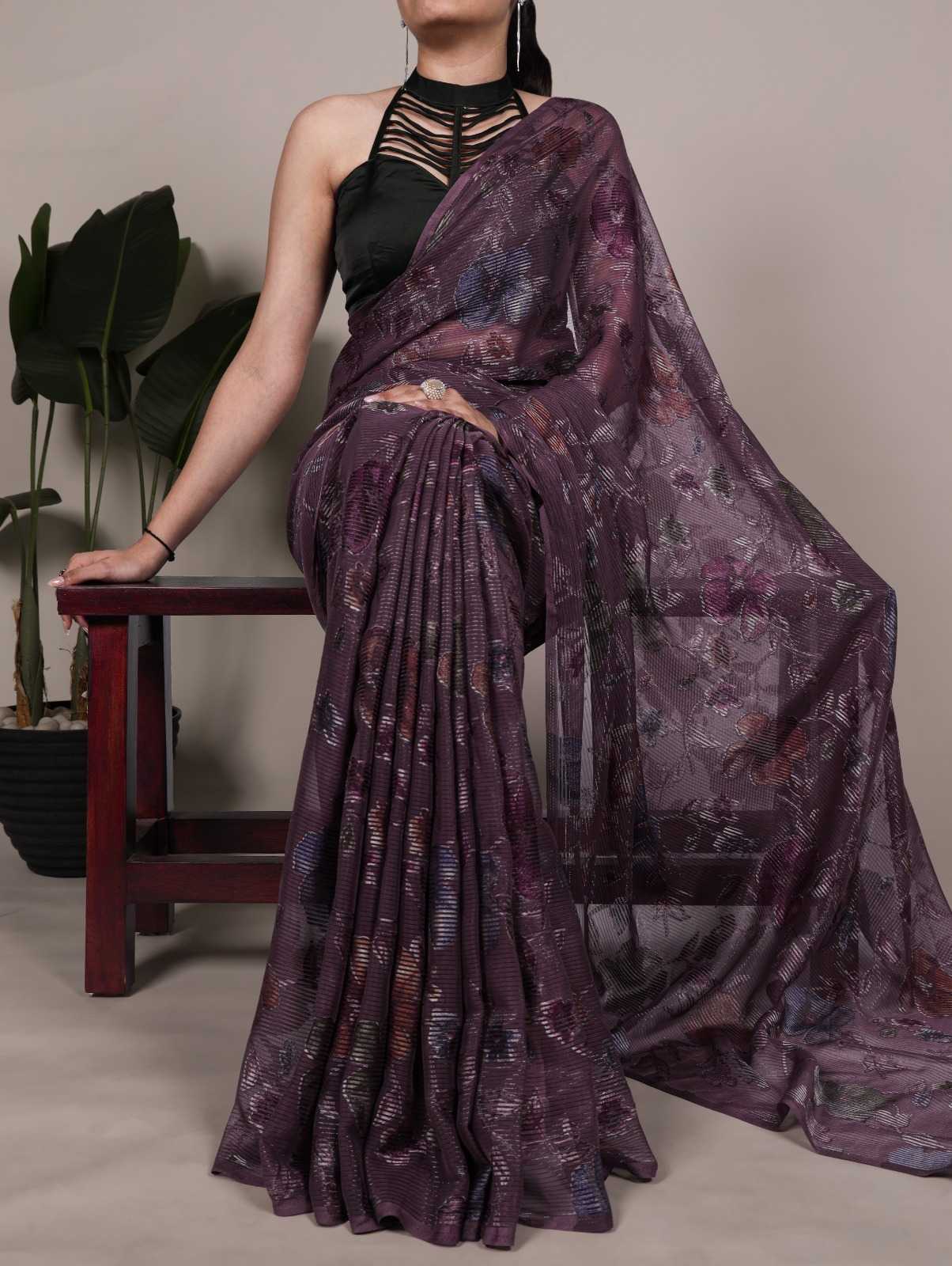 Ynf Brass KESH530 KAMLA Sarees Wholesale Printed Sarees Brasso Sarees Floral Sarees Manufacturer- Kapda Export