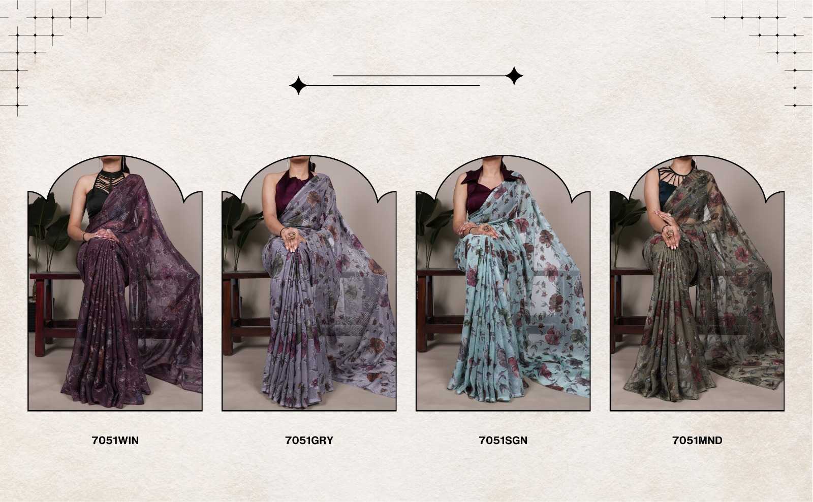 Ynf Brass KESH530 KAMLA Sarees Wholesale Printed Sarees Brasso Sarees Floral Sarees Manufacturer- Kapda Export