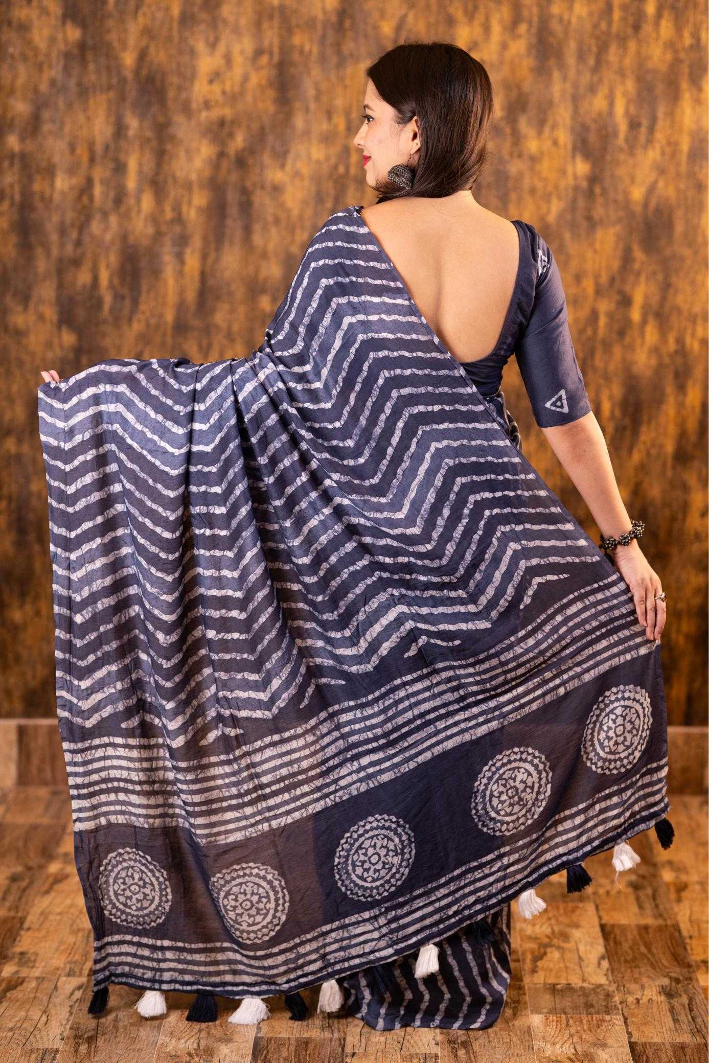 Ynf Chanderi Cotton KESH433 162 Magic Sarees Wholesale Printed Sarees Chanderi Sarees Batik Sarees Manufacturer- Kapda Export