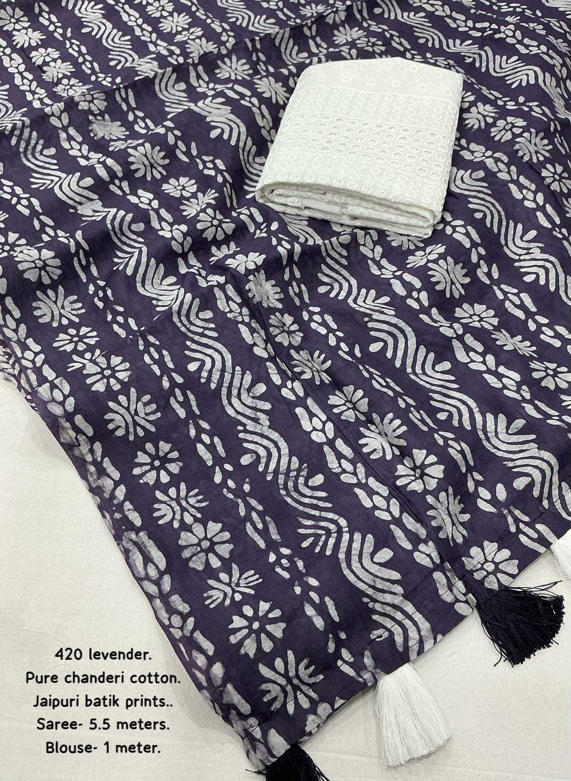 Ynf Chanderi Cotton KESH433 420 Sarees Wholesale Designer Sarees Fancy Sarees Batik Sarees Manufacturer- Kapda Export