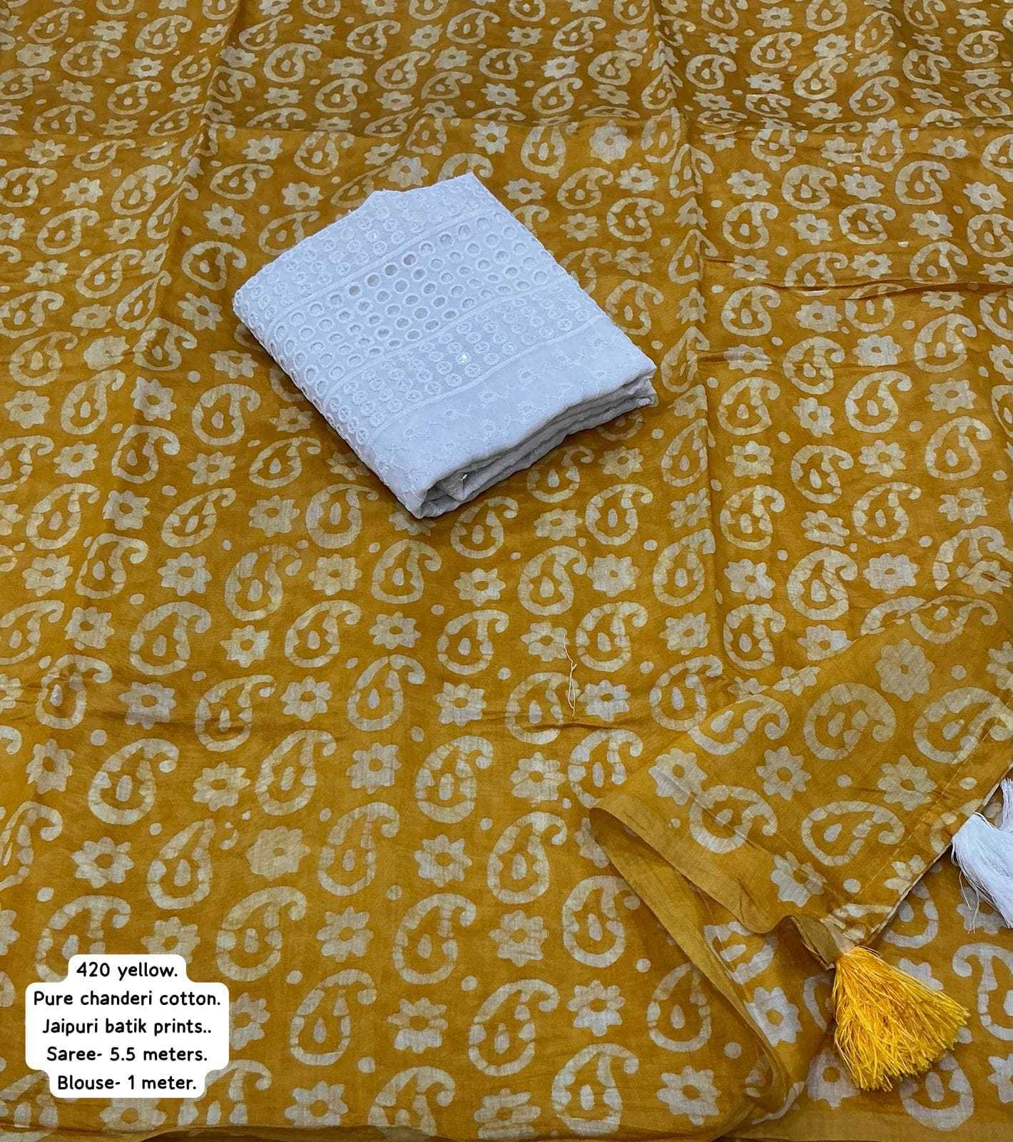 Ynf Chanderi Cotton KESH433 420 Sarees Wholesale Designer Sarees Fancy Sarees Batik Sarees Manufacturer- Kapda Export