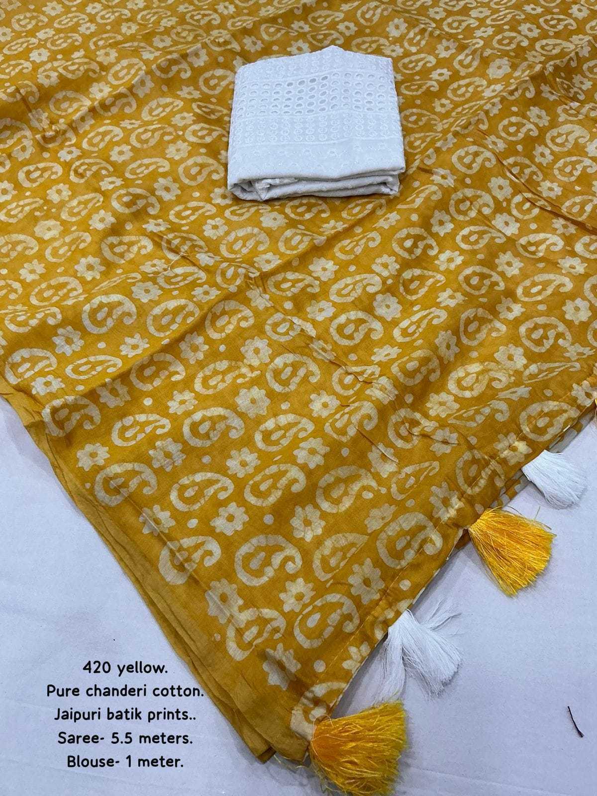 Ynf Chanderi Cotton KESH433 420 Sarees Wholesale Designer Sarees Fancy Sarees Batik Sarees Manufacturer- Kapda Export