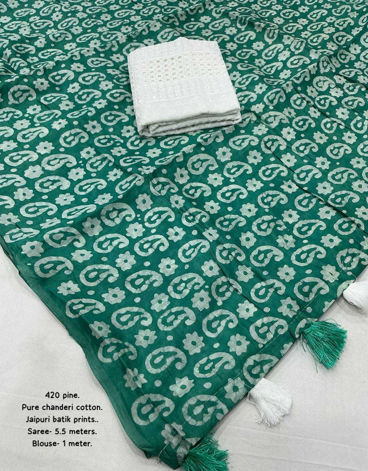 Ynf Chanderi Cotton KESH433 420 Sarees Wholesale Designer Sarees Fancy Sarees Batik Sarees Manufacturer- Kapda Export