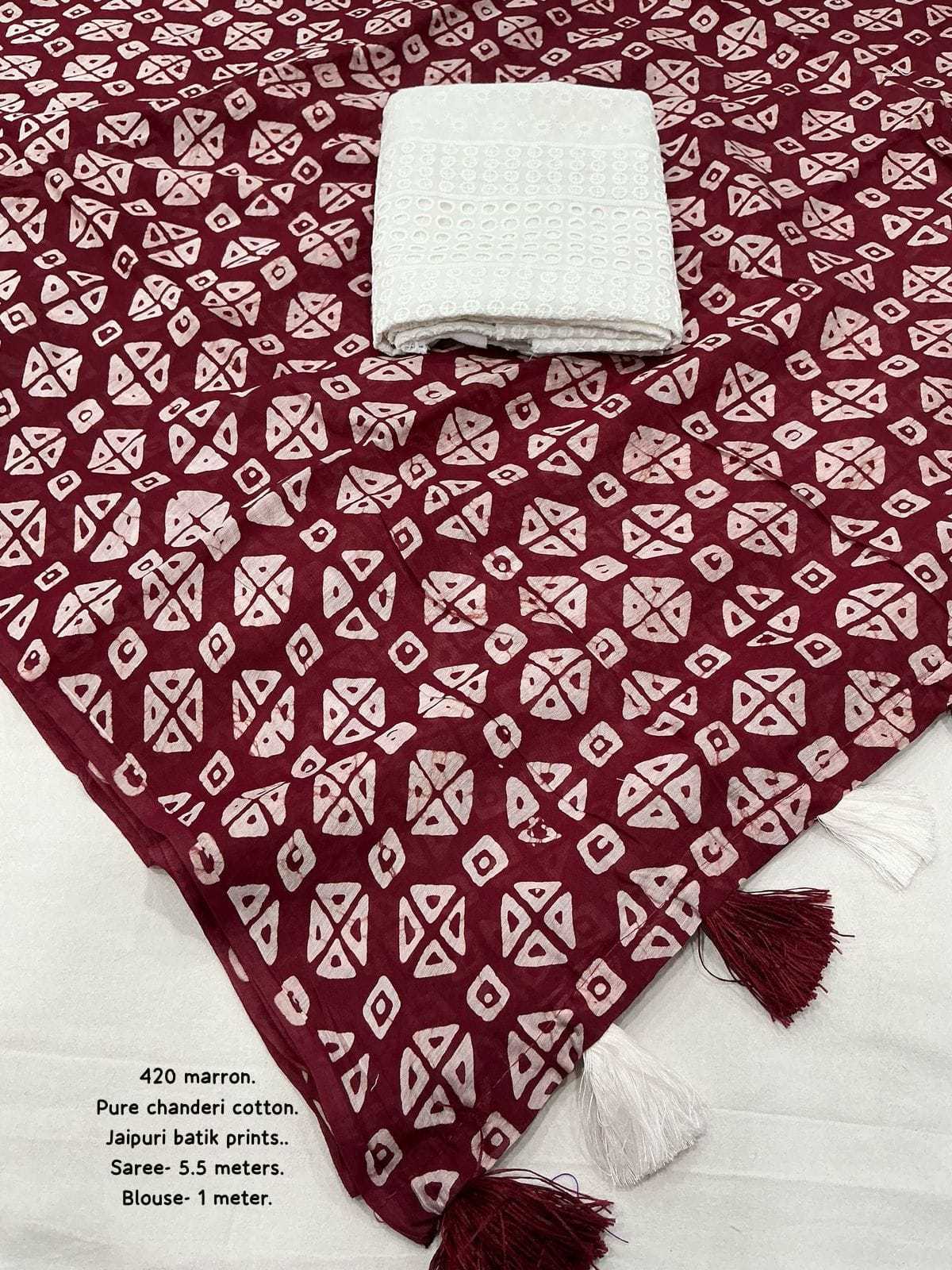 Ynf Chanderi Cotton KESH433 420 Sarees Wholesale Designer Sarees Fancy Sarees Batik Sarees Manufacturer- Kapda Export