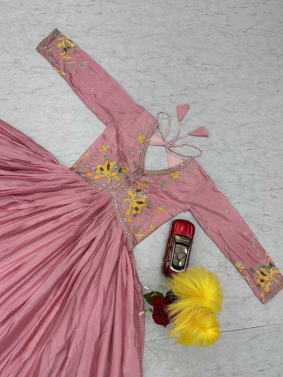 Ynf Chinon KESH496 542 Gowns Festive Collections Wholesale Embroidery Gowns Party Wear Gowns Fit And Flare Gowns Manufacturer- Kapda Export