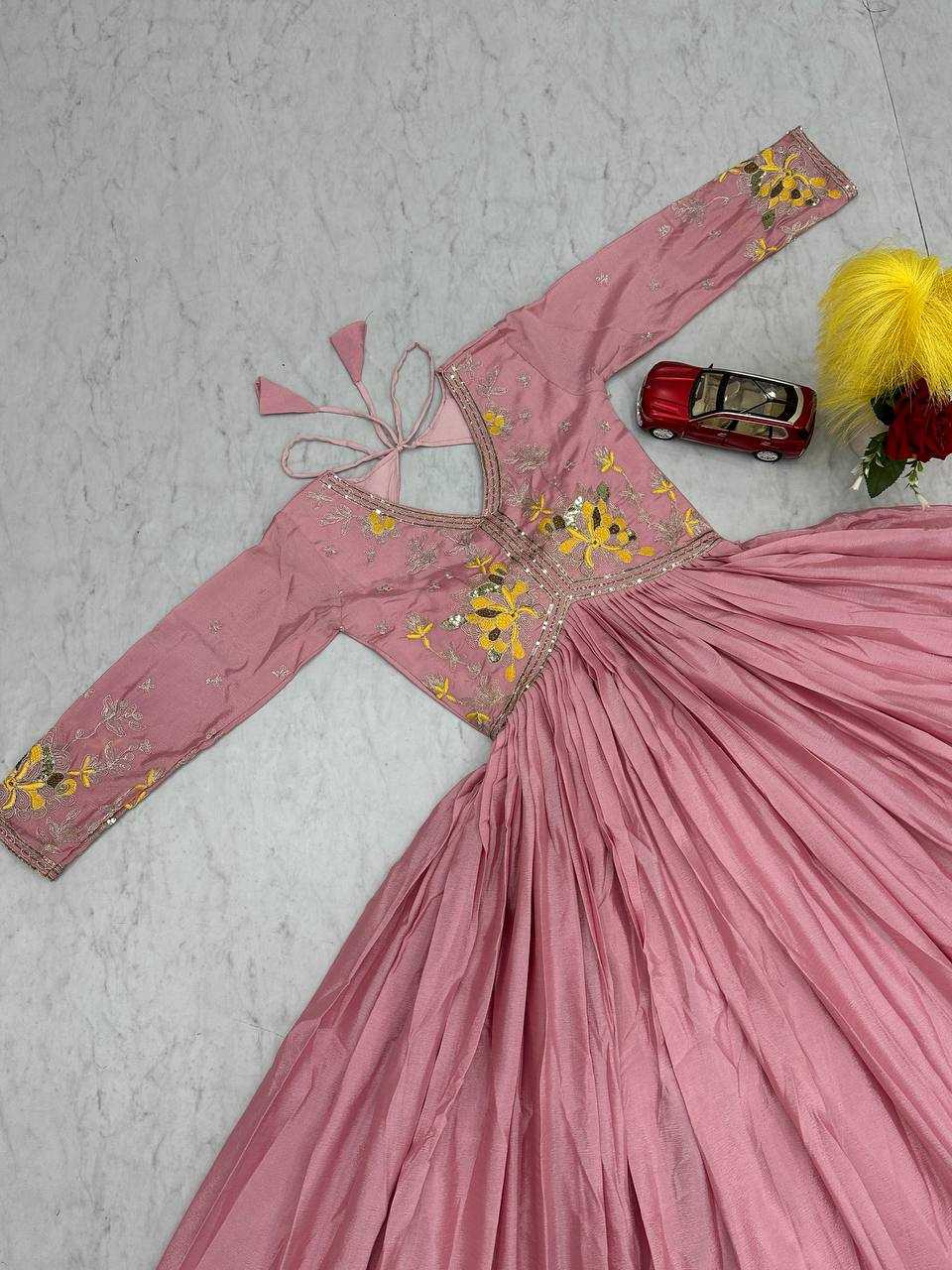 Ynf Chinon KESH496 542 Gowns Festive Collections Wholesale Embroidery Gowns Party Wear Gowns Fit And Flare Gowns Manufacturer- Kapda Export