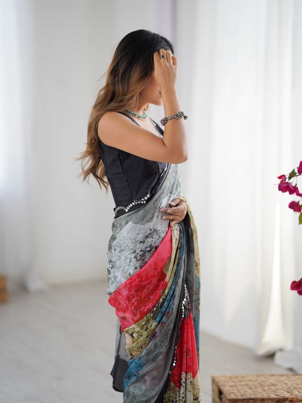 Ynf Chinon KESH595 79 Sarees Wholesale Fancy Sarees Printed Sarees Heavy Sarees Manufacturer- Kapda Export