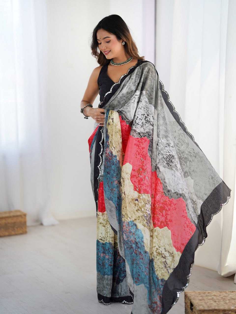 Ynf Chinon KESH595 79 Sarees Wholesale Fancy Sarees Printed Sarees Heavy Sarees Manufacturer- Kapda Export