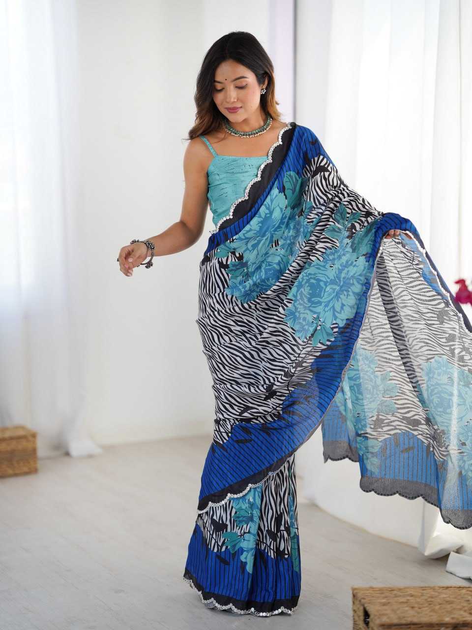 Ynf Chinon KESH595 84 Sarees Wholesale Fancy Sarees Printed Sarees Heavy Sarees Manufacturer- Kapda Export