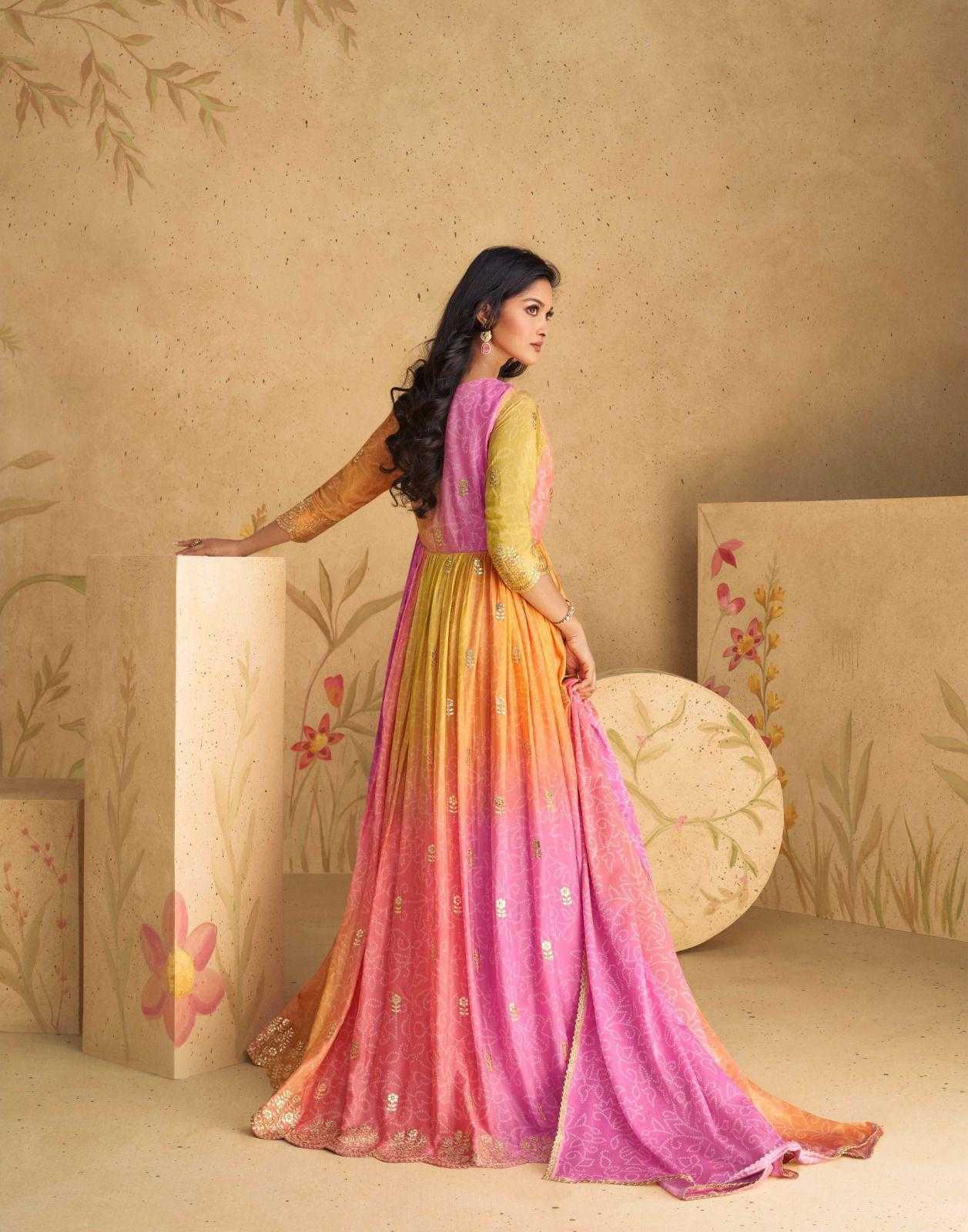 Ynf Chinon Silk KESH481 SAYURI SAJNI 5558 Gowns Wholesale Fancy Gowns Embroidery Gowns Long Gowns Full Sleeve Gowns Manufacturer- Kapda Export