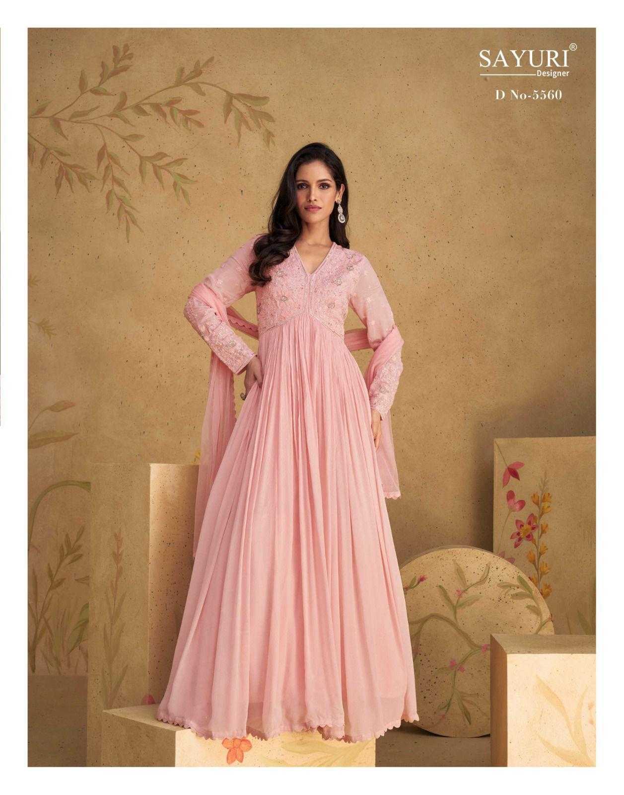 Ynf Chinon Silk KESH481 SAYURI SAJNI 5558 Gowns Wholesale Fancy Gowns Embroidery Gowns Long Gowns Full Sleeve Gowns Manufacturer- Kapda Export