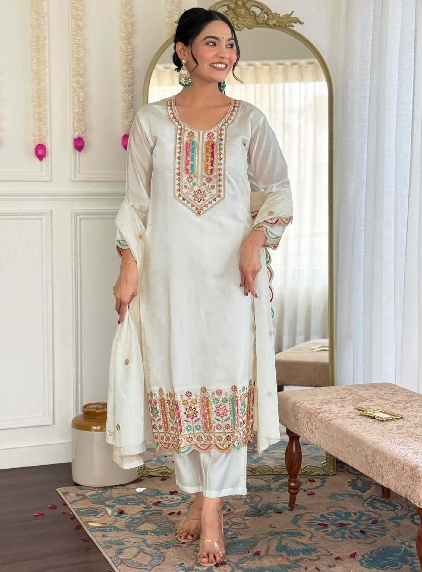 Ynf Cotton KESH334 Rinkal Suits & Dresses Festive Collections Wholesale Party wear suits Embroidered Suits White Salwar Suit Manufacturer- Kapda Export