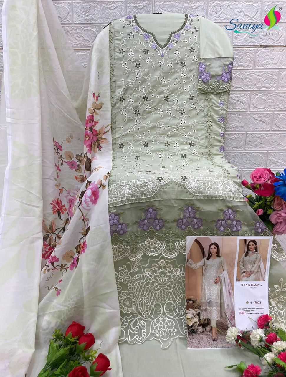 Ynf Cotton KESH586 SANIYA RANGRASIYA chikankari vol -07 Suits & Dresses Wholesale Unstitched Suits Embroidery Suits Semi-Stitched Suits Manufacturer- Kapda Export