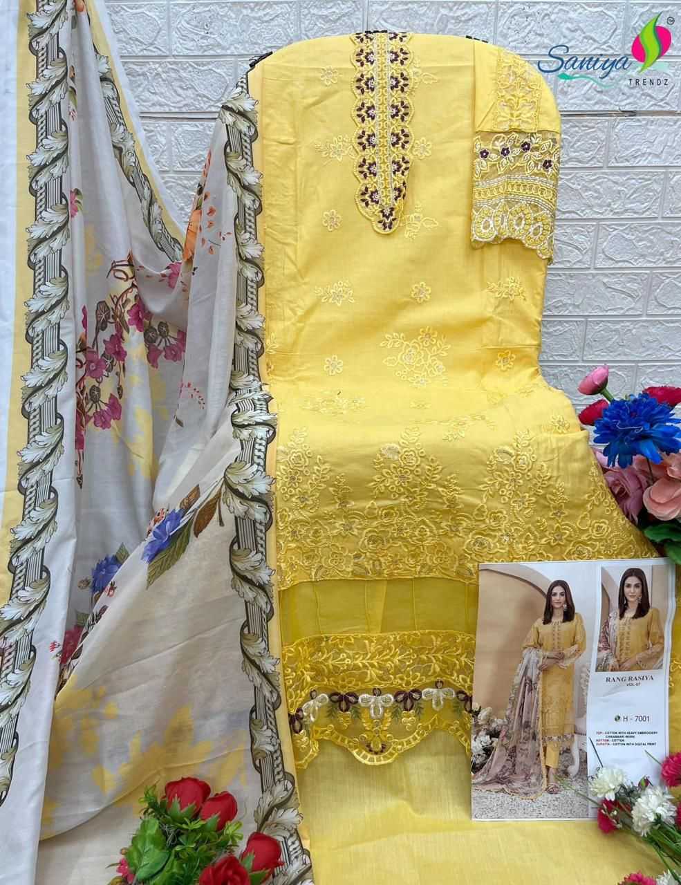 Ynf Cotton KESH586 SANIYA RANGRASIYA chikankari vol -07 Suits & Dresses Wholesale Unstitched Suits Embroidery Suits Semi-Stitched Suits Manufacturer- Kapda Export