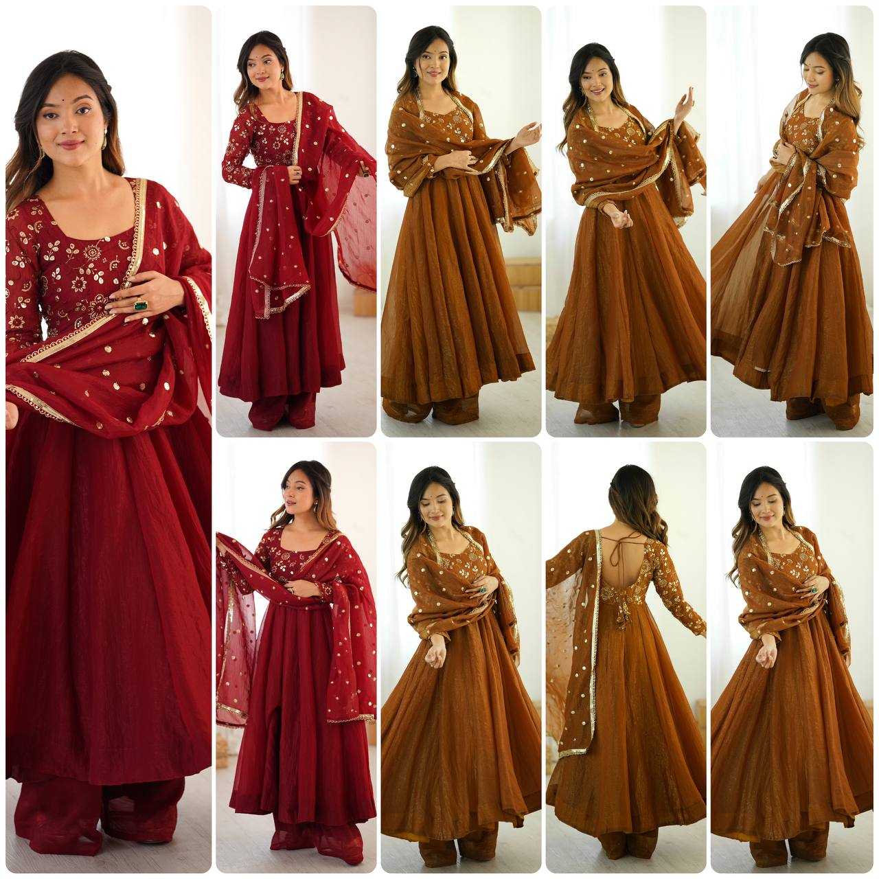 Ynf Crunchi KESH499 5290 Gowns Wholesale Fancy Gowns Embroidery Gowns Lace Gowns Manufacturer- Kapda Export