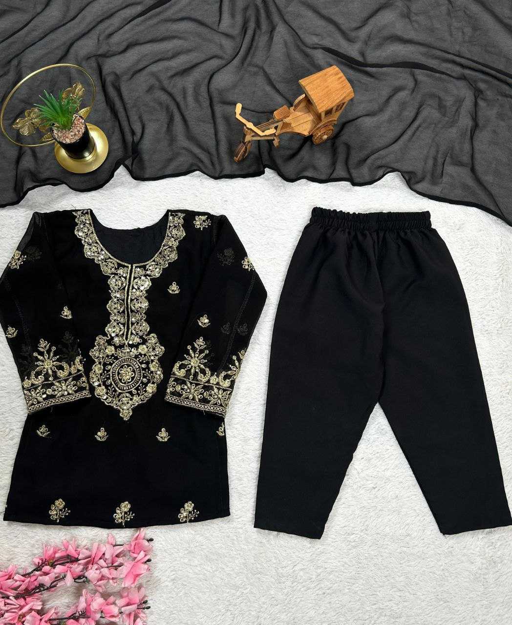 Ynf Faux Georgette KESH167 KAJAL Kids Wear Festive Collections Wholesale Kids Suit Embroidered Frock Ethnic Dresses For Kids Manufacturer- Kapda Export