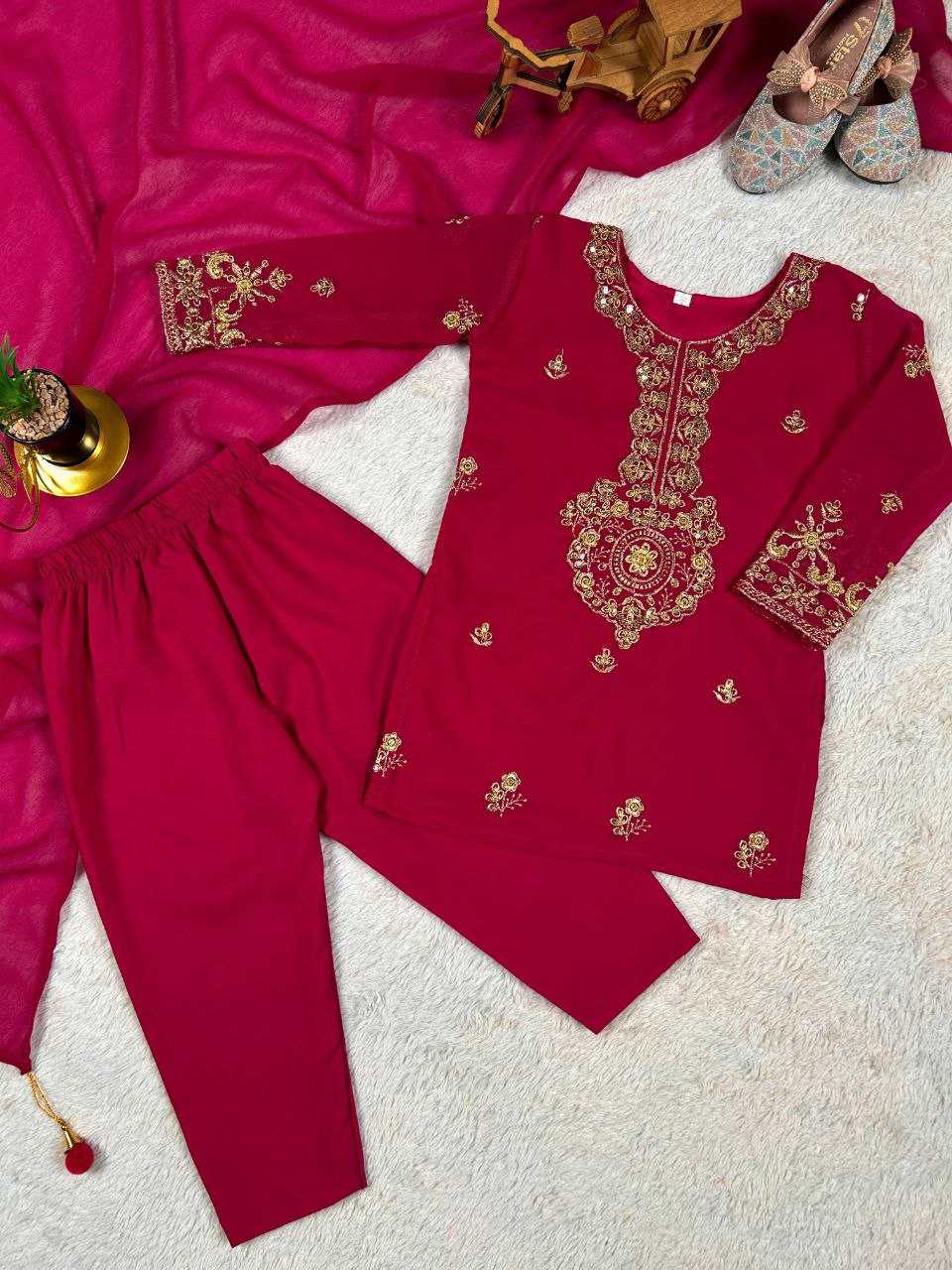 Ynf Faux Georgette KESH167 KAJAL Kids Wear Festive Collections Wholesale Kids Suit Embroidered Frock Ethnic Dresses For Kids Manufacturer- Kapda Export