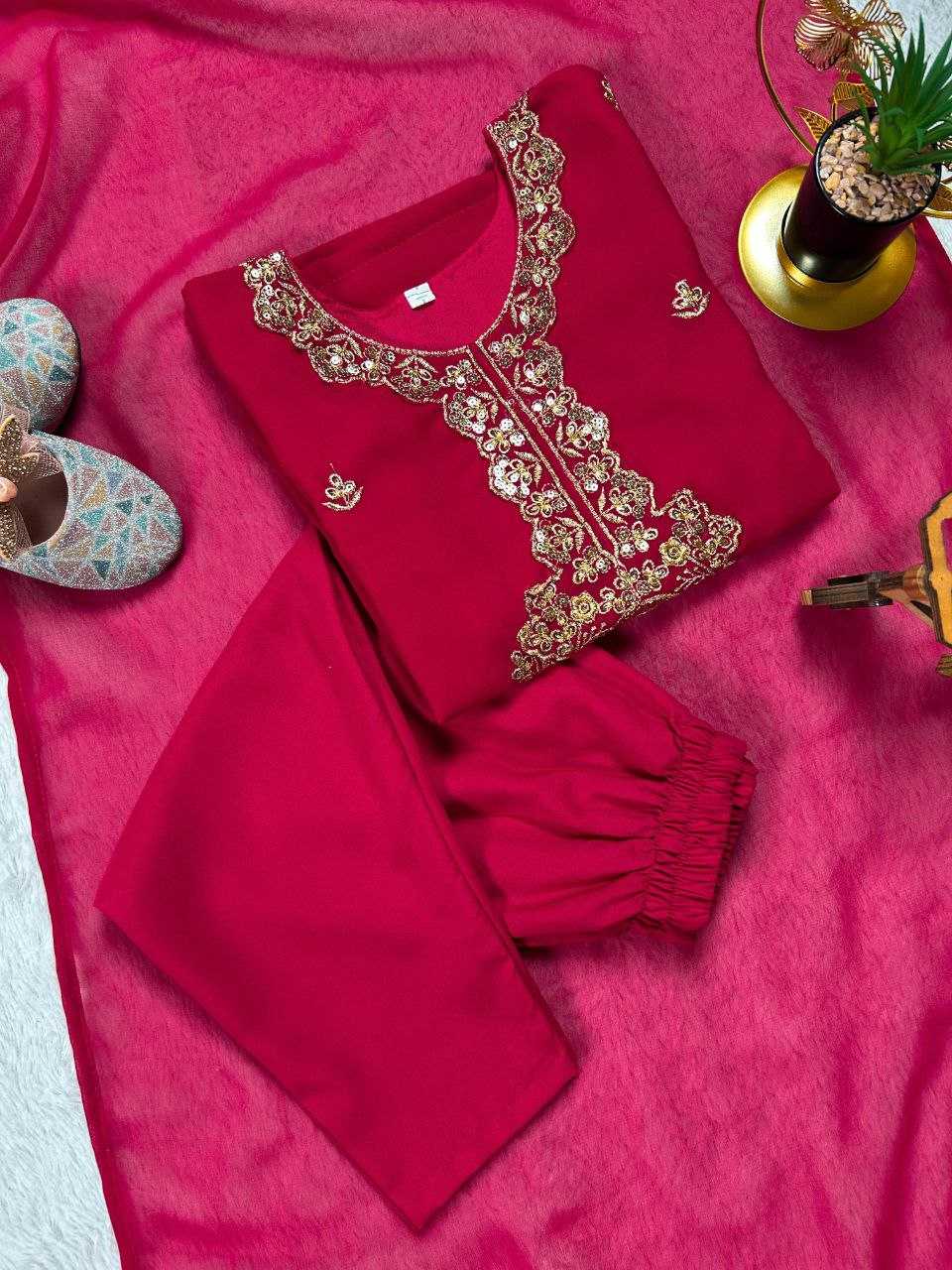 Ynf Faux Georgette KESH167 KAJAL Kids Wear Festive Collections Wholesale Kids Suit Embroidered Frock Ethnic Dresses For Kids Manufacturer- Kapda Export