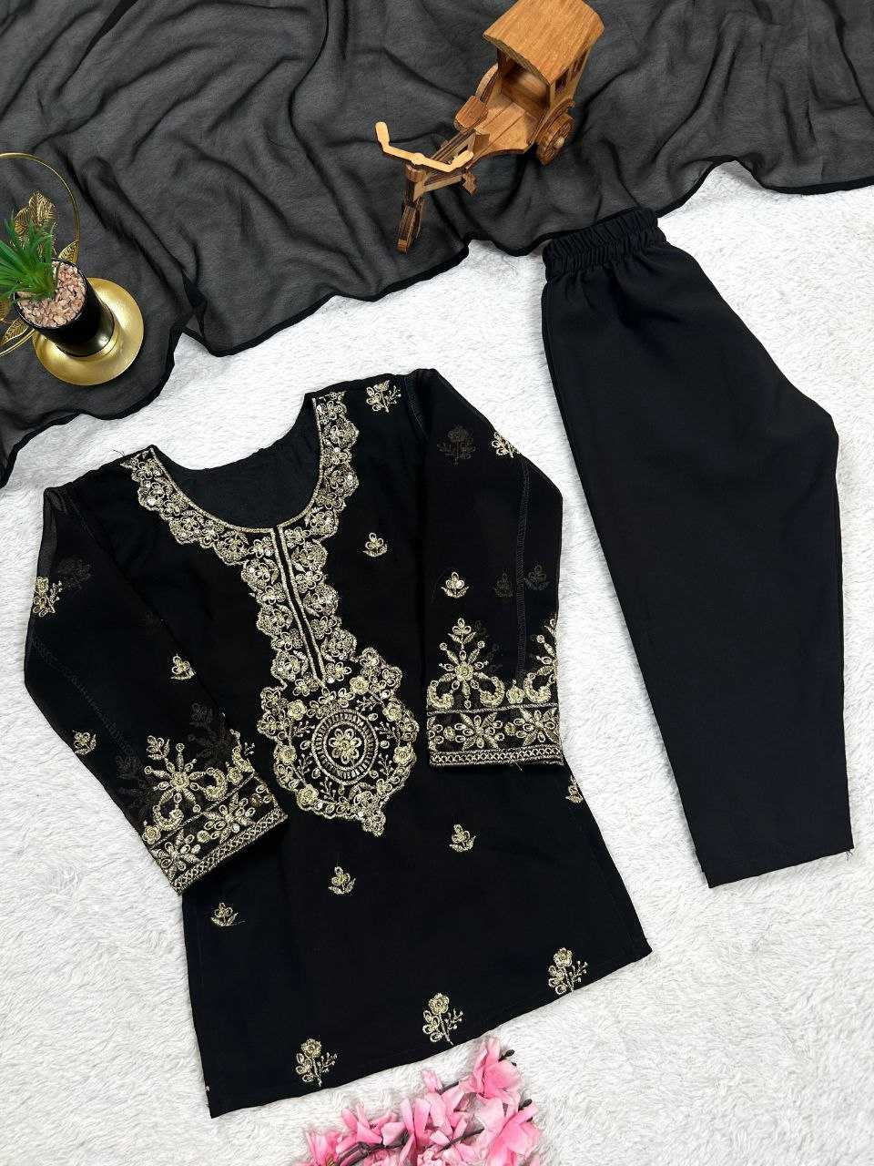 Ynf Faux Georgette KESH167 KAJAL Kids Wear Festive Collections Wholesale Kids Suit Embroidered Frock Ethnic Dresses For Kids Manufacturer- Kapda Export